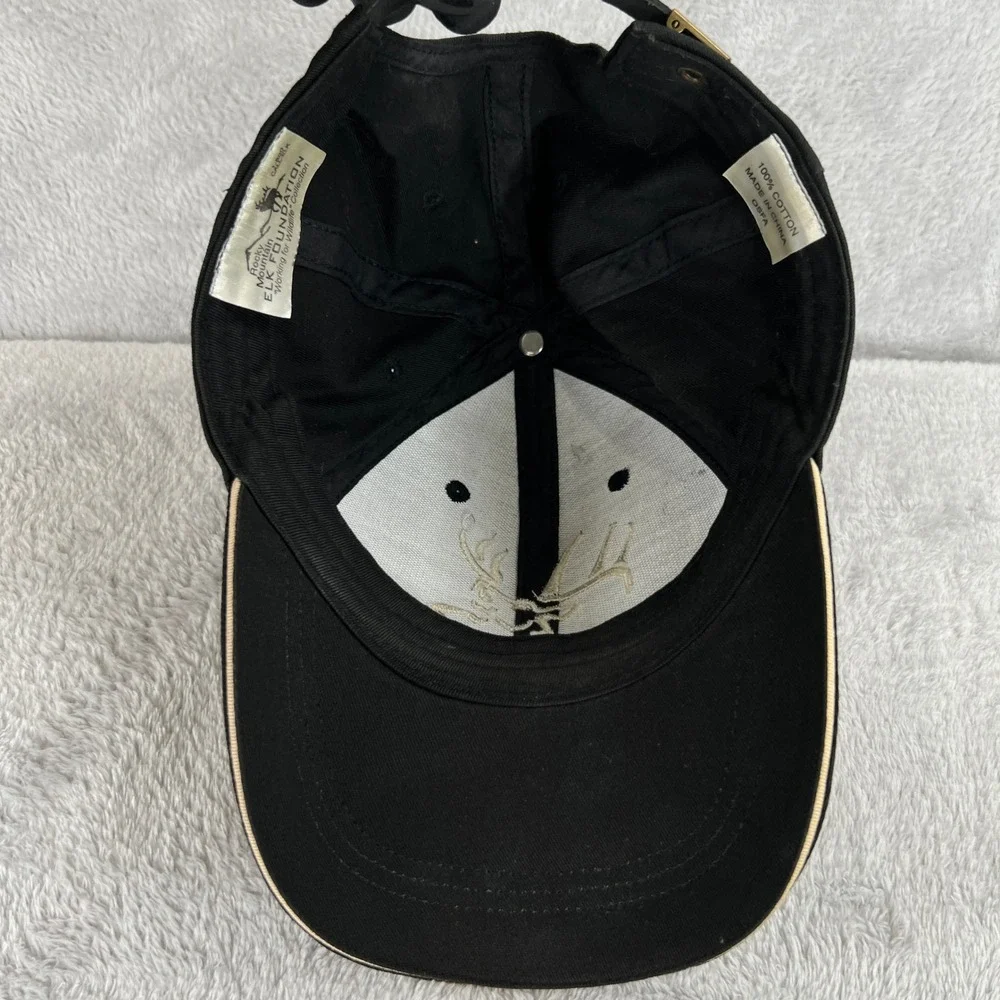 Rocky Mountain Elk Foundation Hat Black Tan RMEF Embroidered Hunting Strapback